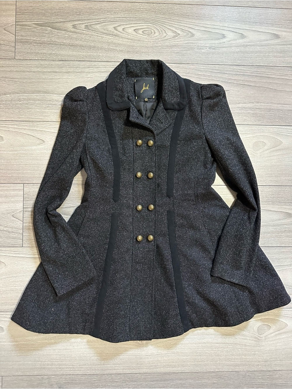 Jack by BB Dakota Dark Charcoal Military Coat Pea Coat Academia Size Small